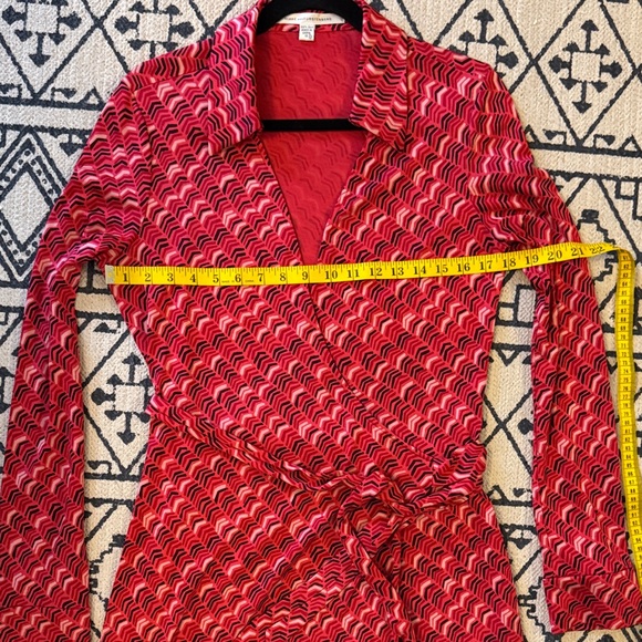 Diane Von Furstenberg Vintage Silk Red Patterned Long Sleeve Dress - Picture 6 of 9